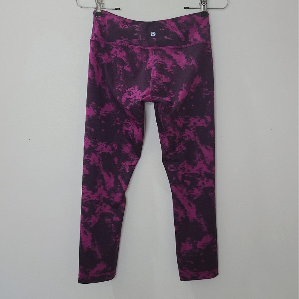 Lululemon Wunder Under Crop II Leggings Full-On Luon Breezie Regal Plum/Black 4 - Picture 5 of 12